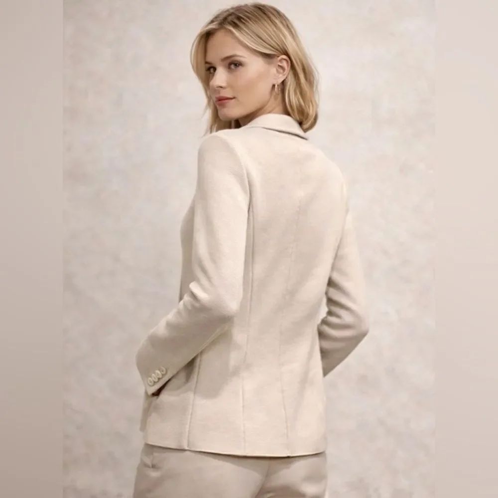 Loro Piana Silk knit blazer jacket in beige ivory - Picture 4 of 12